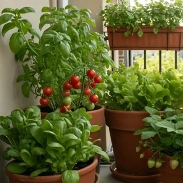 Small balcony vegetable garden idea for compact homes