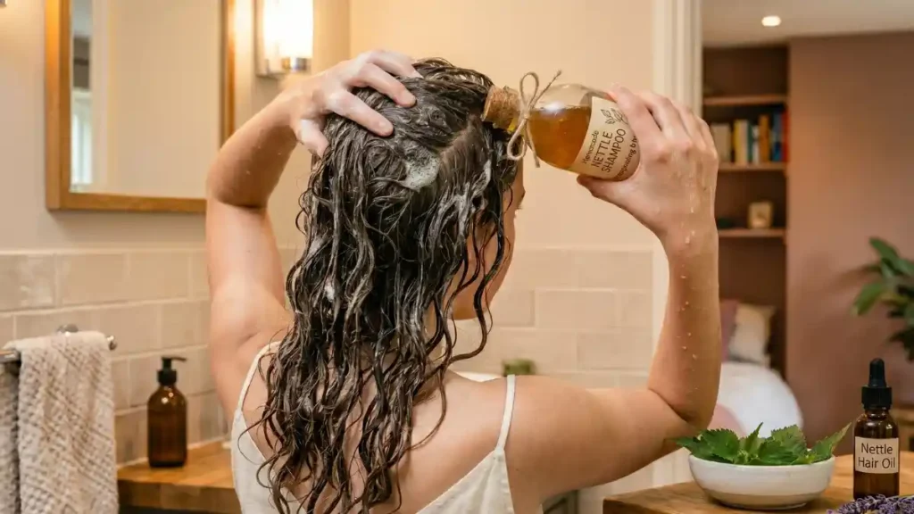 Homemade nettle shampoo for hair growth